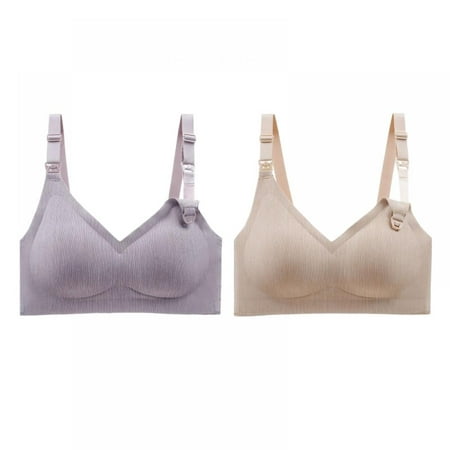 

Maternity & Nursing Bra for Pregnancy and Breastfeeding - without Underwire for Pregnant Women Full Cup Pregnant Breastfeeding Feeding Plus Size Nursing Bra M-3XL(2-Packs)