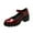 Wine, variant on Fesfesfes Mary Jane Shoes Women Summer Round Toe Thick Heel Womens Shoes Fashion Buckle Shoes 7.5(40)