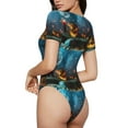 thumbnail image 2 of Pofeuu Spooky Halloween Print Short Sleeve Body Suits Women Round Neck Bodysuits for Women Onesie Adult Set Body Suit-Small, 2 of 7