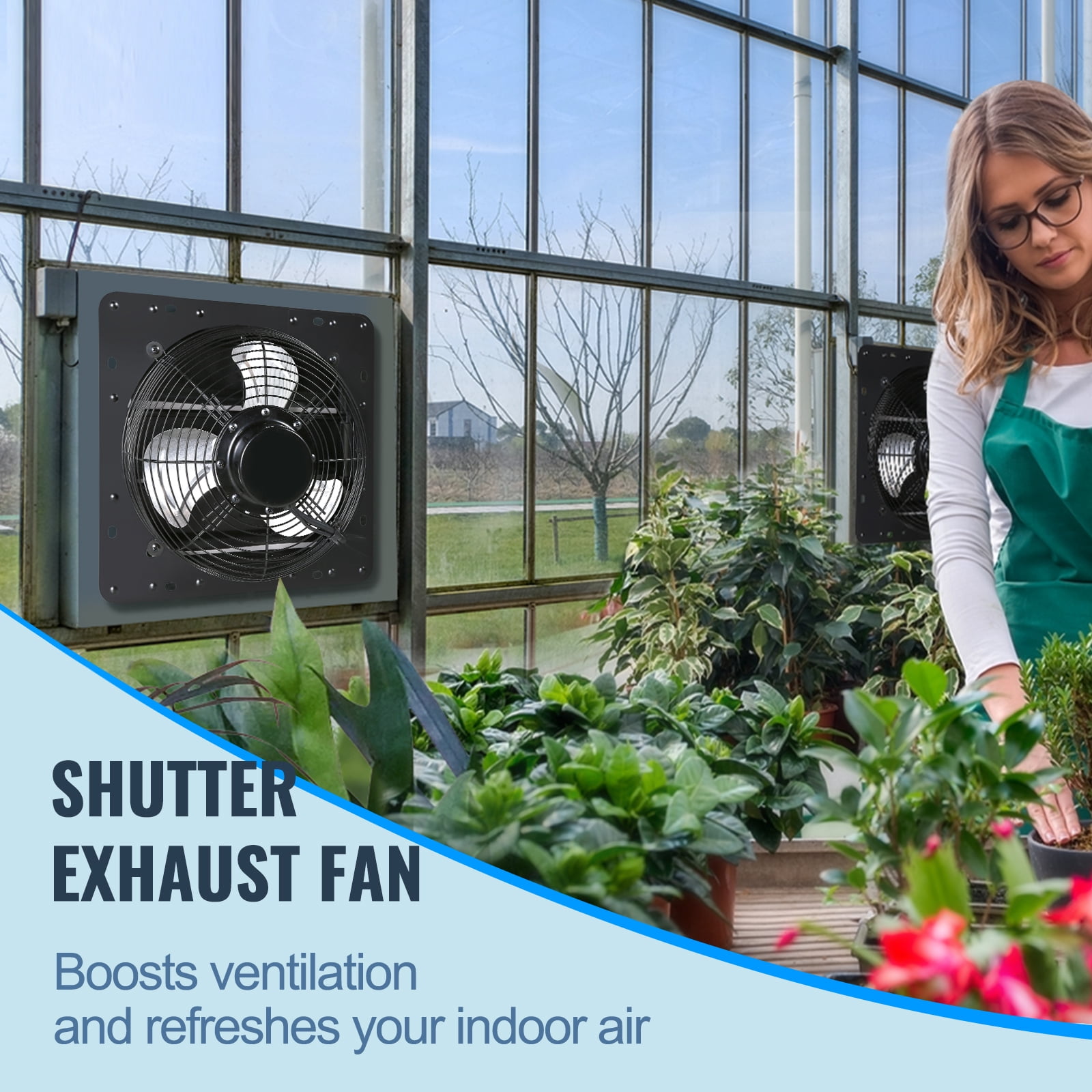 KFFKFF Shutter Exhaust Fan Shop Exhaust Fan 14'' Remote Control Wall-mount Attic