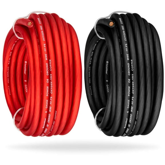 InstallGear 8 Gauge Power or Ground Wire - 99% OFC - 25ft Red & Black - Marine, Speaker, Battery Cables