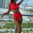 thumbnail image 3 of WREESH Women'S Mesh Pure Color Hollow Bikini Two-Piece Swimsuit, 3 of 9