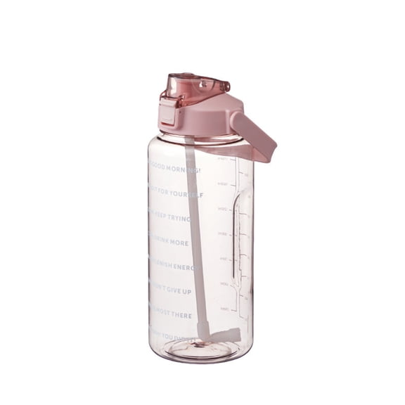 Water Tracking Bottle, Water BottlewithStraw, Clear Plastic Water Bottle, Motivational Hydration, Portable Carry Handle, Flip Straw Lid, Gym Activity, Pink, 68Oz, 1 Pc