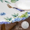 thumbnail image 3 of Purple Hydrangea Round Tablecloth, Fitted Table Cover with Elastic for 45"-54" Round Tables, Spring Eucalyptus Butterfly Pastoral Table Cloth Outdoor Indoor Dinning Party Waterproof Tablecloths, 3 of 7