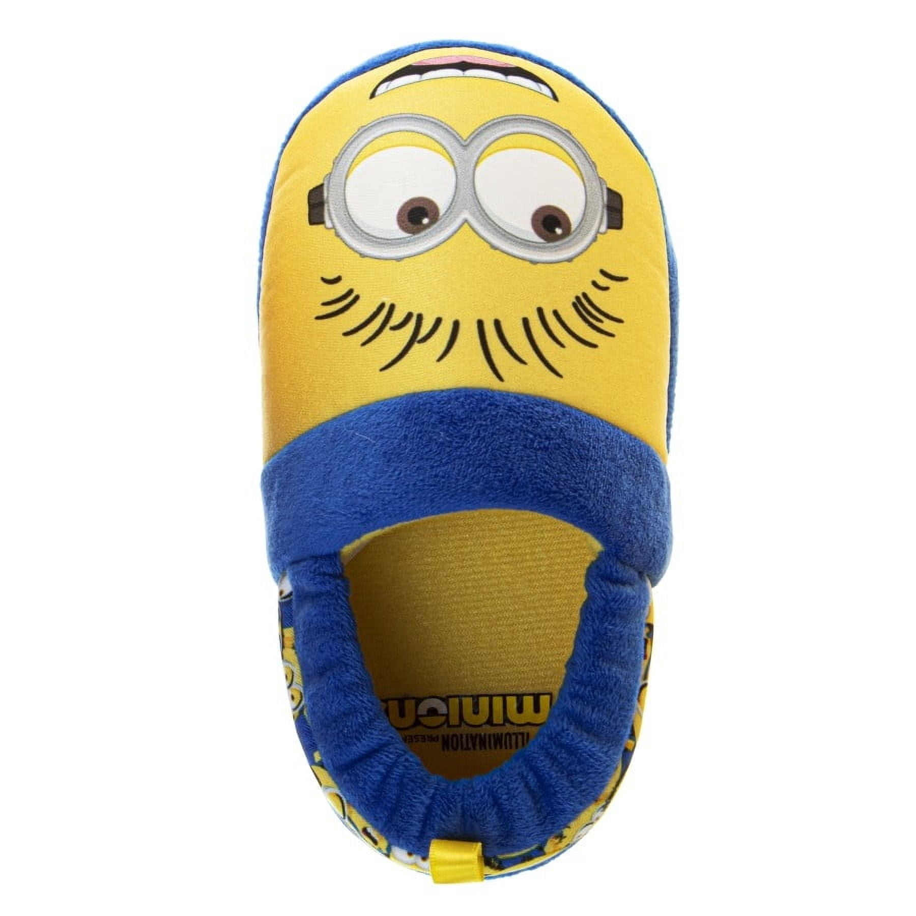 Minions Dual Sizes Kids Slippers. (Toddler  Little Kids), Blue Yellow, 11 12