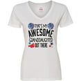 thumbnail image 3 of Inktastic That's My Awesome Granddaughter out There Cheerleader Women's V-Neck T-Shirt, 3 of 5