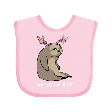 

Inktastic My 1st Easter Sloth with Pink Bunny Ears Gift Baby Boy or Baby Girl Bib