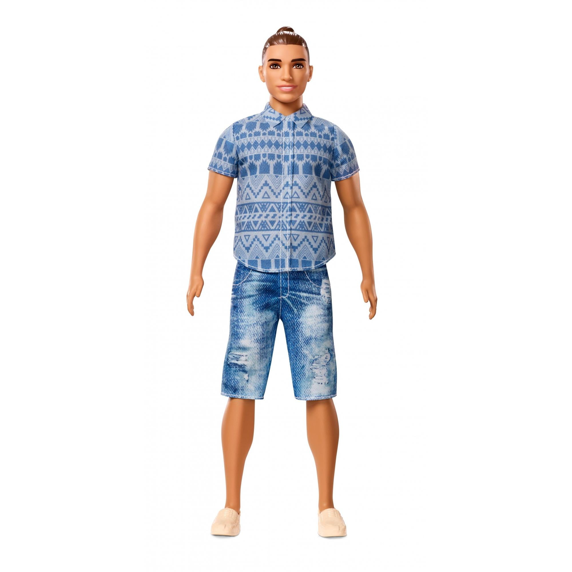 Barbie Man Bun Ken Fashionistas Doll Distressed Denim - Walmart.com ...