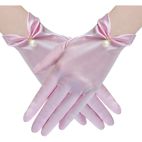 Womens Gloves Satin Short Tea Party Wedding Prom Formal Gloves Costume Gloves