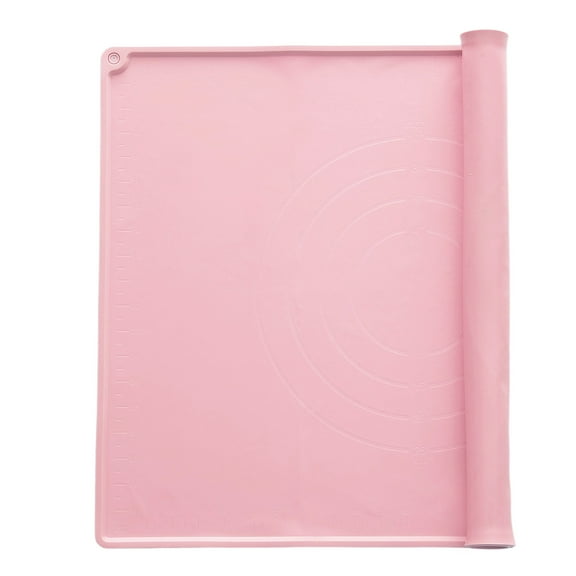 Silicone Pastry Mat, 19.7" x 15.8" Silicone Baking Mat with Measurements, Non-Stick Dough Rolling Mat Pink