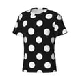 thumbnail image 3 of Yiaed Black and White Polka Dot Print Mens Short Sleeve Tight Fit T-Shirt, Crewneck Casual Tee-Small, 3 of 5
