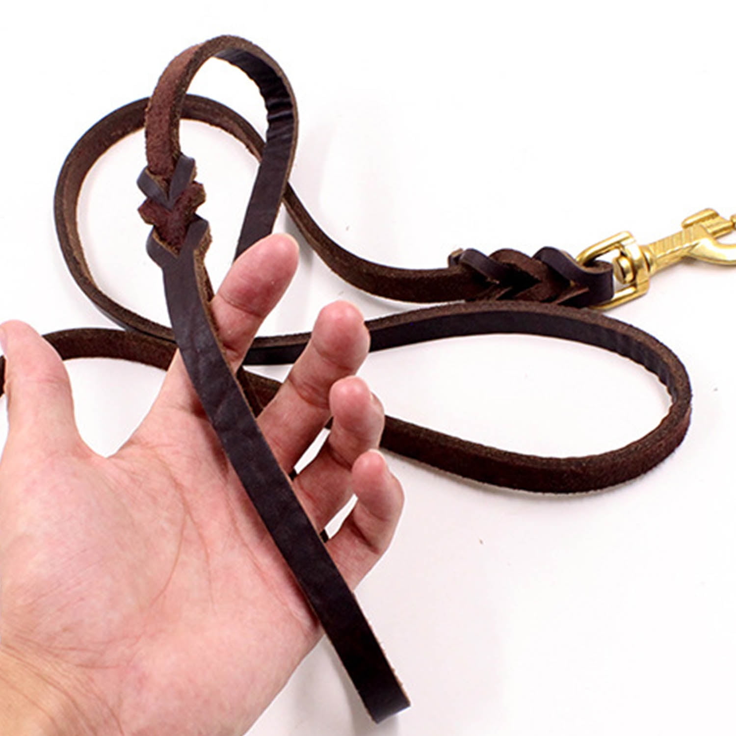 CoreLife Braided Leather Dog Leash for Large Dogs - 9 ft 8 in Long Heavy Duty Walking Training Leash