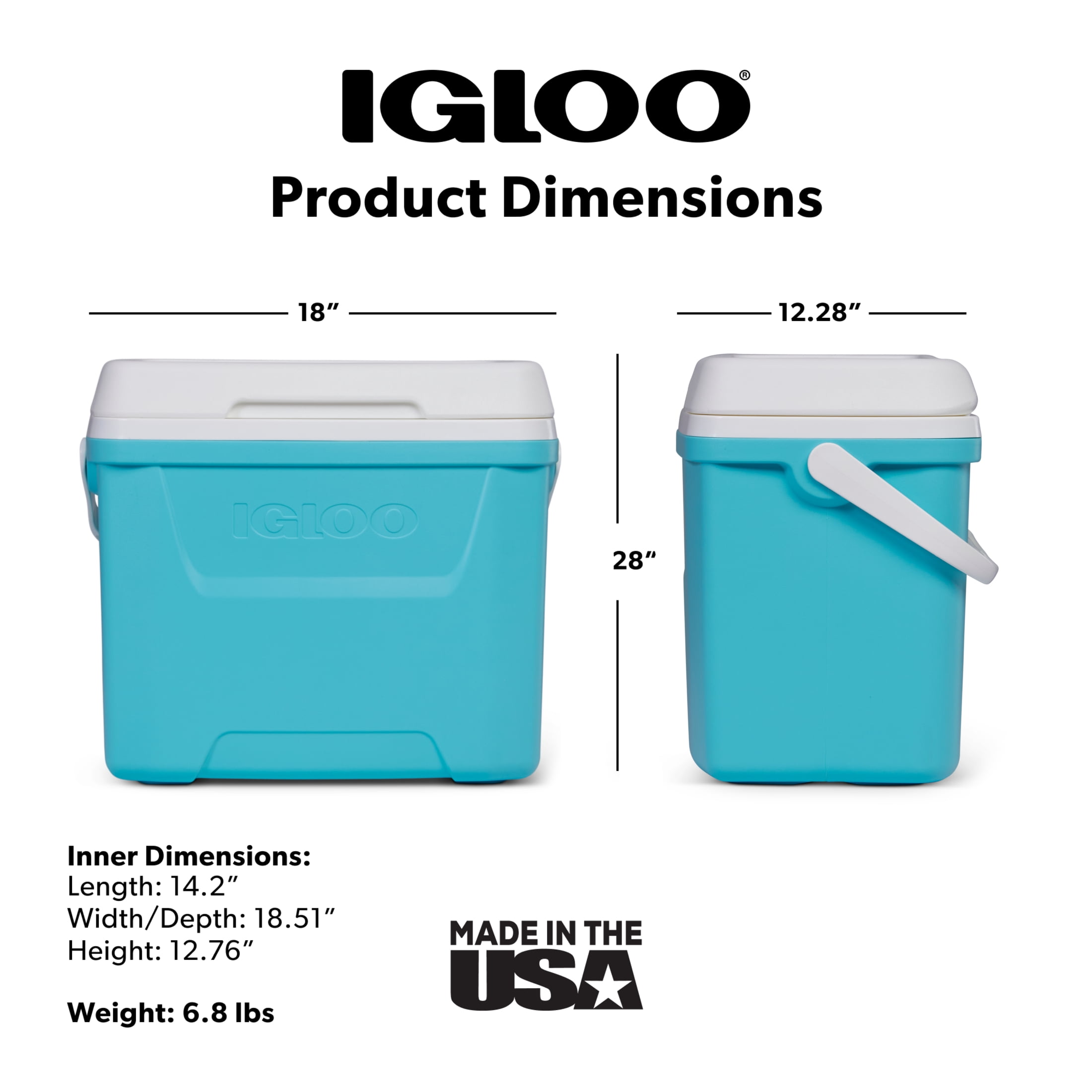 (2 pack) Igloo 28 QT Laguna Hard-Sided Ice Chest Cooler, Aqua Blue and White