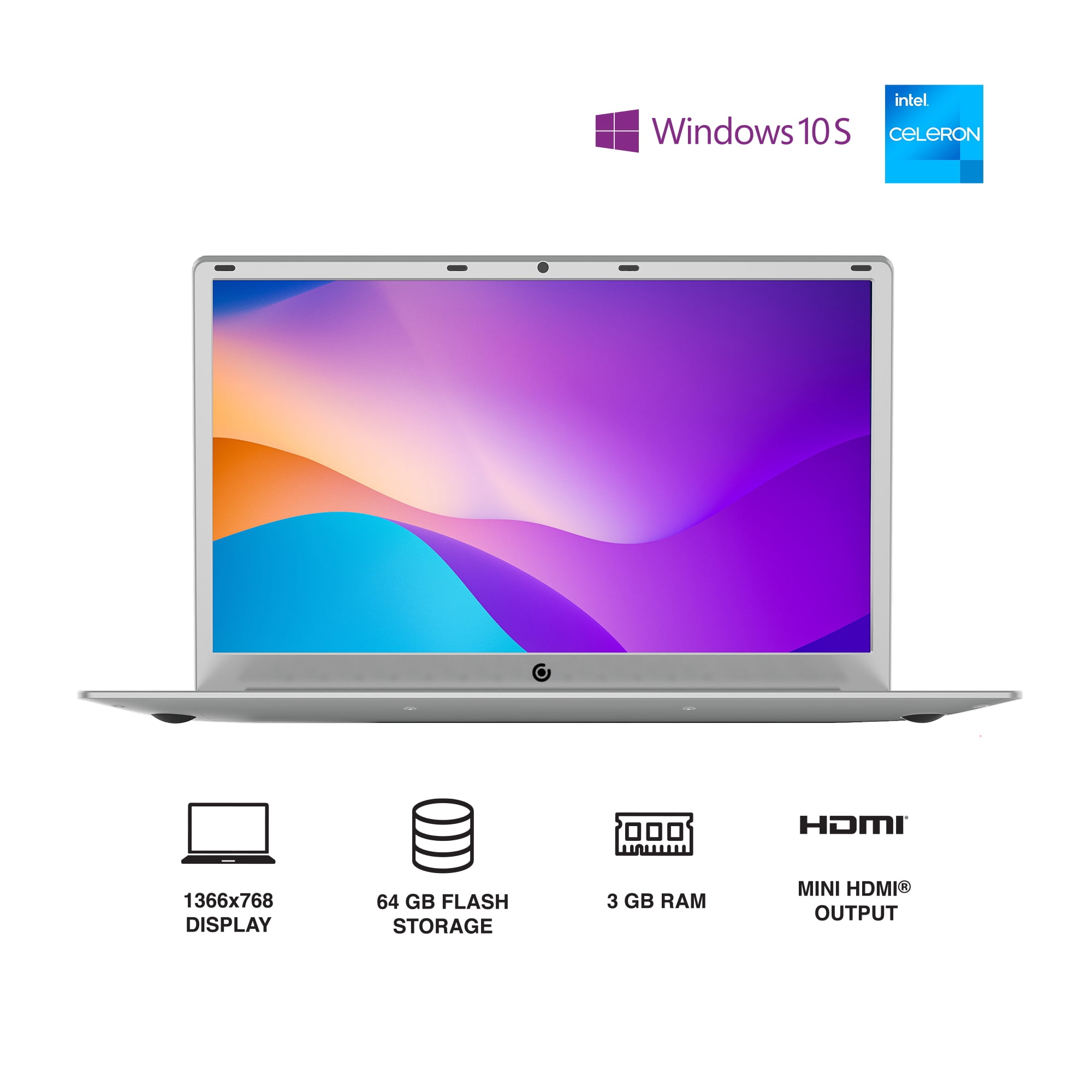 Core Innovations CLT1564 15.6" Notebook - Intel Celeron N3350 1.1GHz - 3GB RAM - 64GB Flash Memory - 1366 x 768 - Intel HD Graphics 500 - Windows 10 Home in S mode - Silver