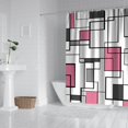 thumbnail image 3 of Geometric Fabric Shower Curtain Set, Abstract Mid Century Modern Minimalist Waterproof Shower Curtain for Bathroom Decor, 72 x 84, Black and White Black Grey, 3 of 4