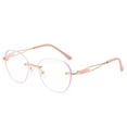 thumbnail image 4 of Rimless Blue Light Blocking Reading Glasses 1.50 for Women, Glitter Pink Frameless Presbyopic Glasses Oversized Bling Readers +1.50, 4 of 4