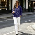thumbnail image 4 of happyYEE Women's Zip up Sweatshirt Jackets Long Sleeve Fleece Loose Coat Fall Fashion Stand Neck Outerwear with Zip Pockets, 4 of 9
