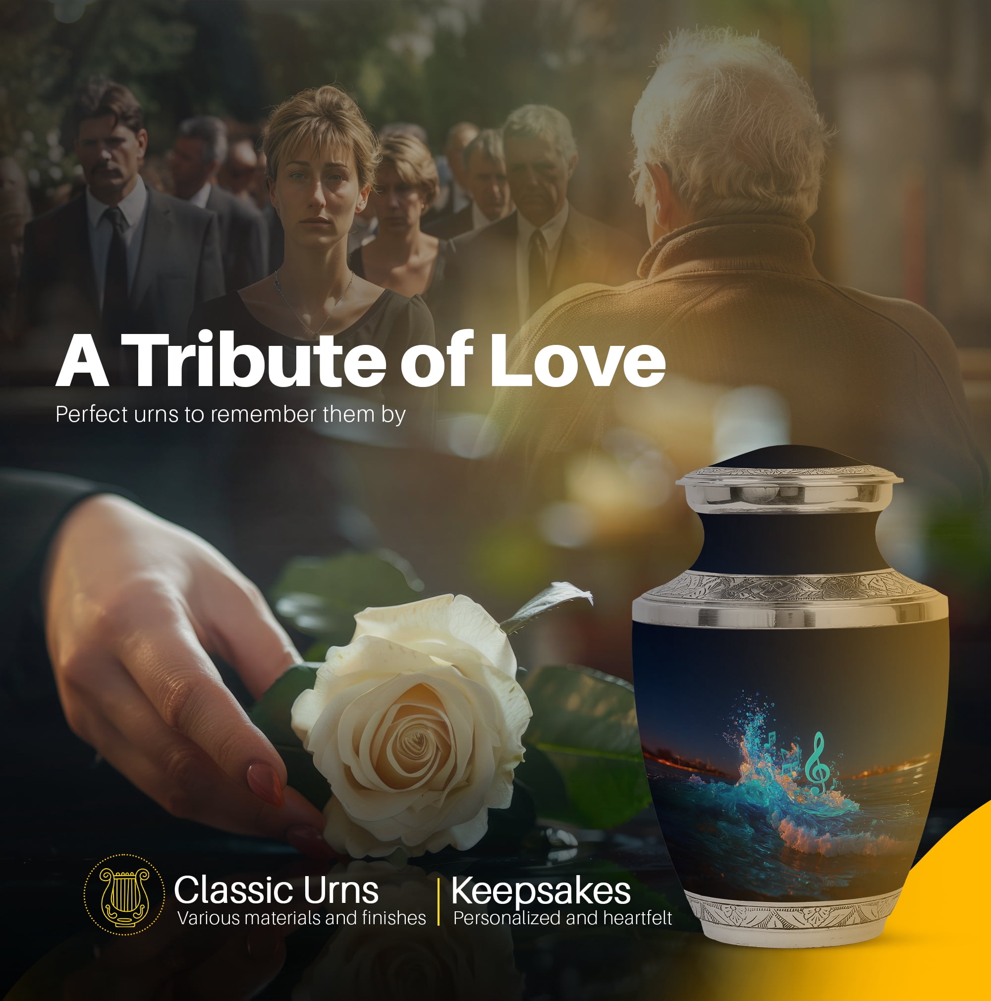 Yatskia Blue Music with Tree Mini Cremation Urns for Human Ashes Adult Male and Female, Large Cremation Urn for Ashes Adult Dad, (Tasty 10 Inch and 3 Inch)