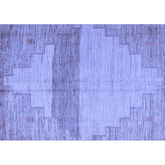 Ahgly Company Machine Washable Indoor Rectangle Oriental Blue Modern Area Rugs, 5' x 7'
