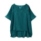 thumbnail image 5 of Talla grande Tops de tallas grandes,Camiseta de lino para mujer, manga corta, cuello en V, blusa informal transpirable, tejido de poliéster, para uso doméstico, sopatenor, 5 of 9