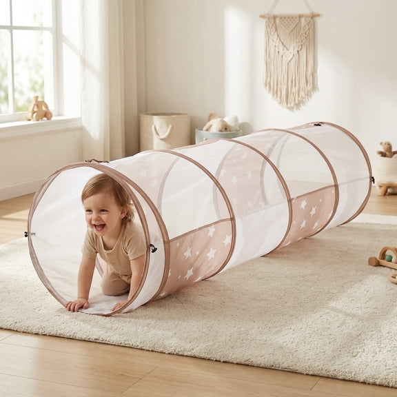 PigPigPen Pop-Up Kids Play Tunnel, Collapsible Indoor and Outdoor Crawl Toy with Mesh Ventilation