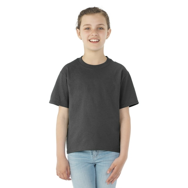Jerzees T-Shirt à Col Rond à Manches Courtes Youth DRI-POWER Active, S, Noir Chiné
