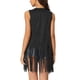 thumbnail image 3 of CHALECO CASUAL SIN MANGAS DE ANTE SINTÉTICO CON DISEÑO DE BORLAS PARA MUJERES INSPIRE CHIC S Negro, 3 of 6