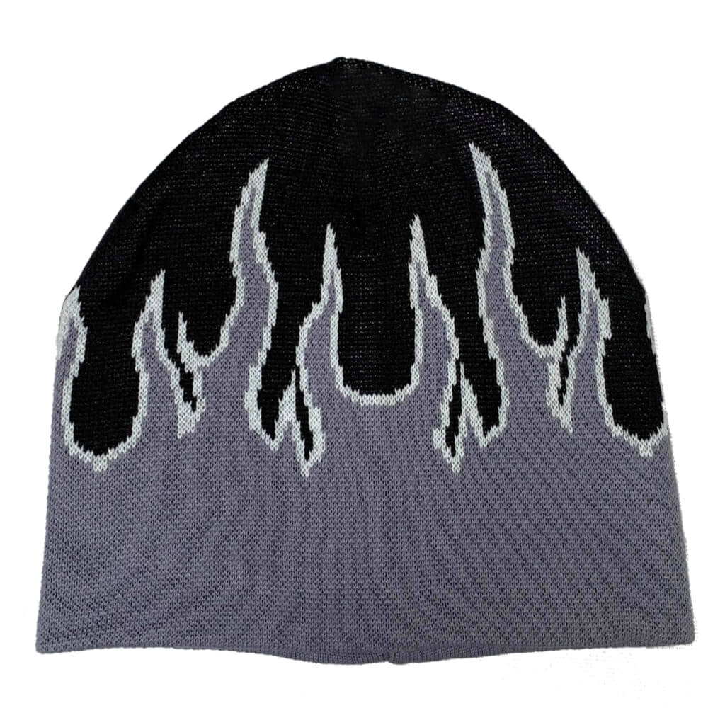 Bror Wow Hævde Couver Flame Fire Design Cuffless Beanie Hat Ski Beanie Hat - Black / White  & Gray Fire - Walmart.com