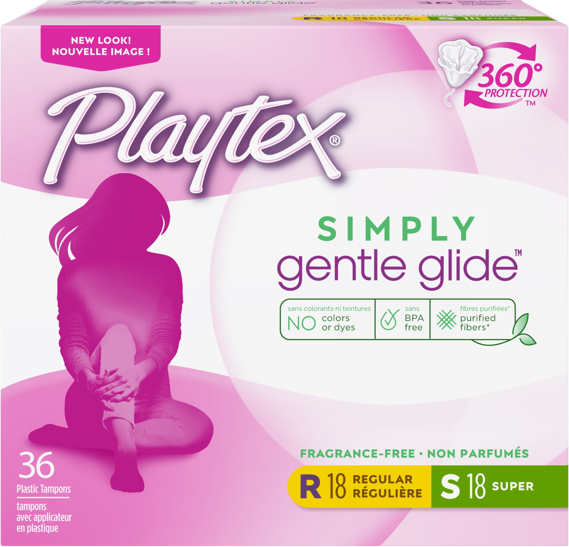 Playtex Gentle Glide MultiPack Tampons, Unscented 36 ea (Pack of 2