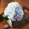 thumbnail image 2 of Enova Home Artificial Flowers Silk Hydrangea Fake Flowers Arrangement in Wood Planter for Home Office Wedding Decoration (Azure), 2 of 3