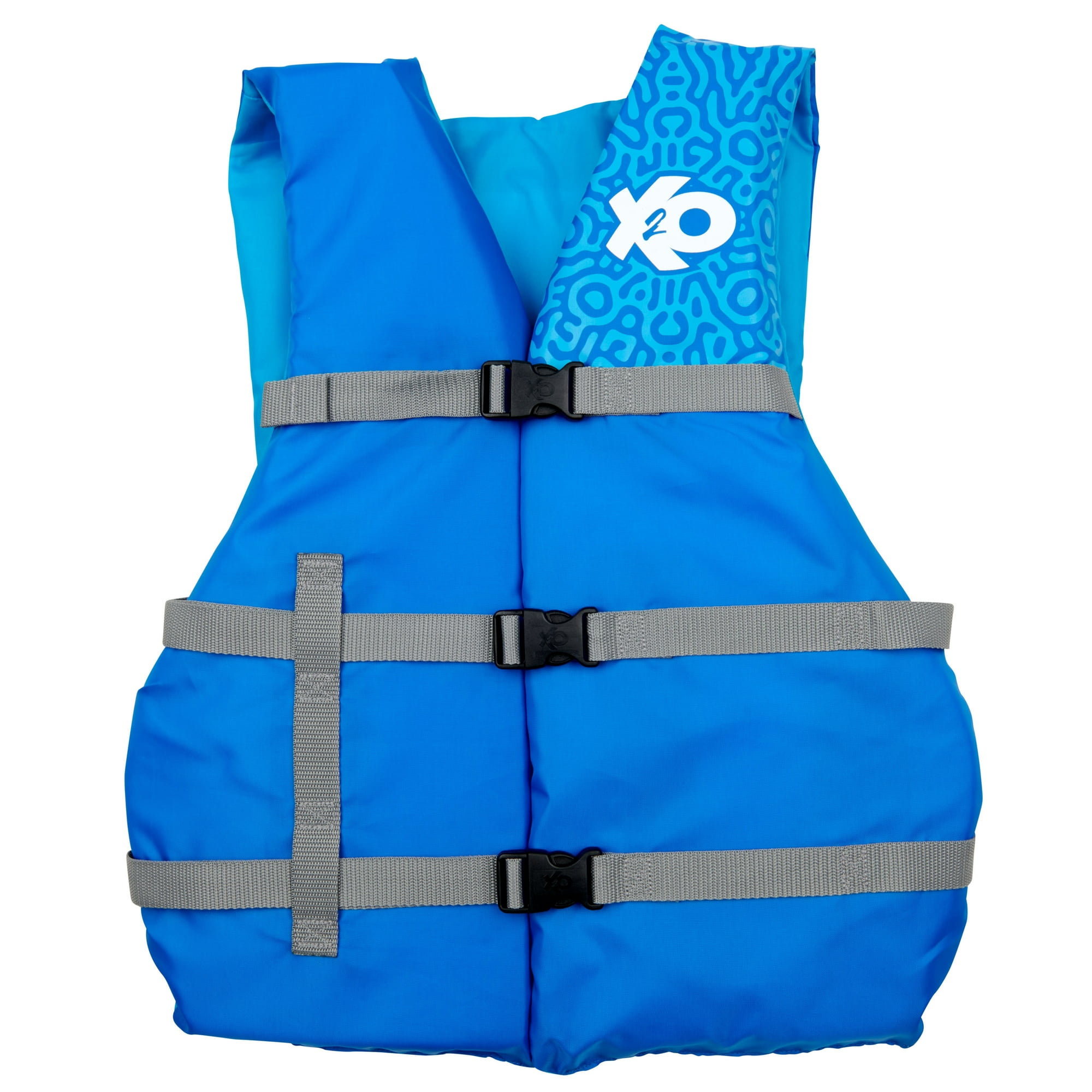 X2O Universal Adult Life Vest and Jacket, (30" - 50" Chest), Blue Ocean Coral, Unisex