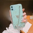 thumbnail image 4 of Girl Women Beautiful Gold Foil Goldleaf Transparent TPU Phone Case +Metal Bracelet Chain +Butterfly Lanyard, for iPhone 11 Pro, Full Protection (Scratch-resistant &Shockproof) -Gold, 4 of 13
