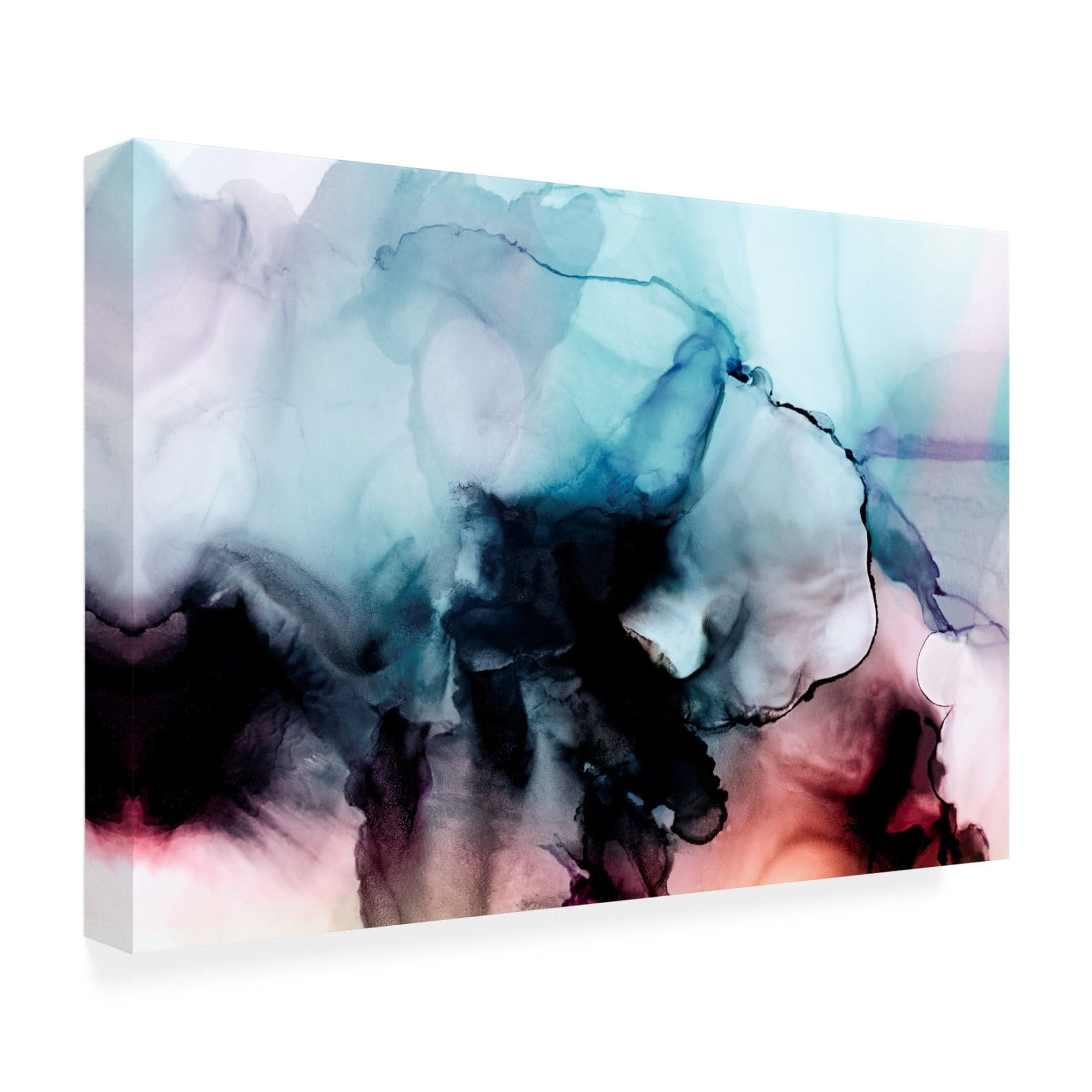 Canvas Wall Art - Tom Quartermaine 'Abstract Blue Pink Alcohol Ink' Wall Art for Living Room, Bedroom, or Office Décor by Trademark Fine Art - 32 x 22 Inches