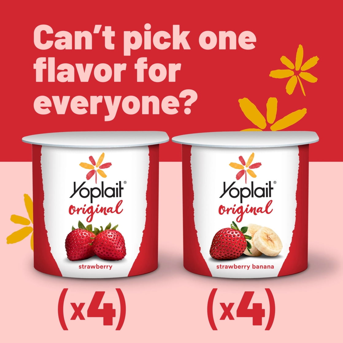 Yoplait Original Low Fat Yogurt Variety Pack, 8 Yogurt Cups, Made with Real Fruit, 48 oz