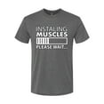 thumbnail image 2 of Wild Bobby Installing Muscles Please Wait Gym/Workout Men Premium Tri Blend Tee, Dark Heather, Medium, 2 of 5