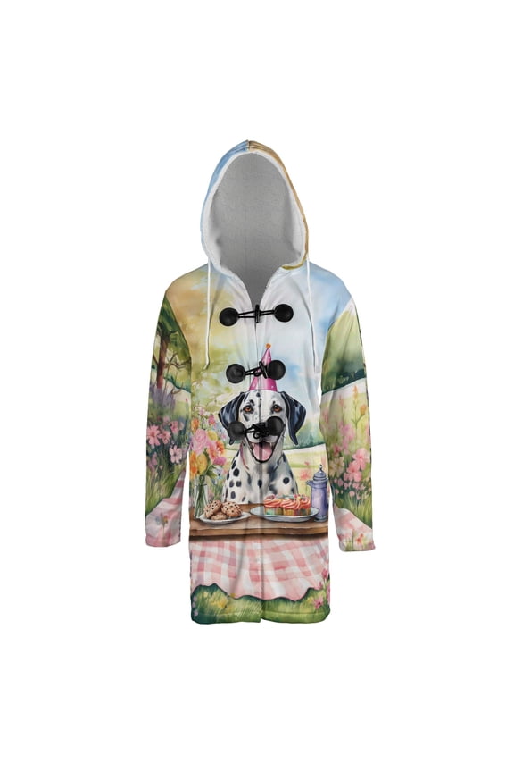 Happy Mother's Day Dalmatian with Sweets and Flowers at a Picnic All Over Print 3D Hooded Duffle Toggle Coat Dog Lover - 13005