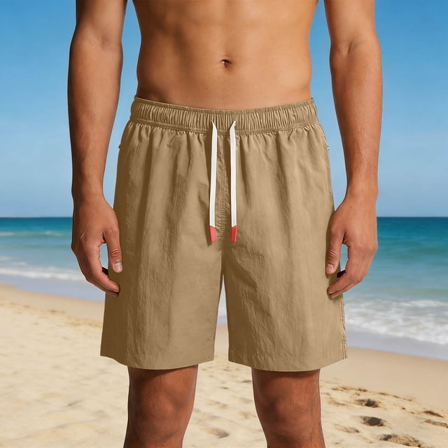 Xuniizn Athletic Shorts for Men Elastic Waist Solid Color Quick Dry Loose Gym Running Shorts with Zipper Pockets Lightweight Summer Beach Workout Board Shorts