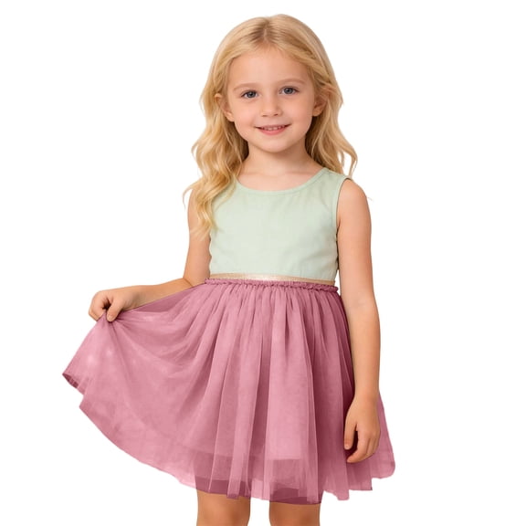 Kids Girls Dance Party Solid Skirt, Ballet Tutu Mesh Half Skirt for Children, Carnival Performance Puffy Gown 6 M