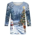thumbnail image 4 of VKOYWKM 3/4 Length Sleeve Womens Tops Christmas Shirts Crew Neck Christmas Graphic Tees Merry Xmas Gift Top Loose Fit Tunic Blouses, 4 of 5