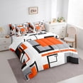 thumbnail image 2 of Erosebridal Black White Grey Orange 7 Piece Bed In A Bag Twin Geometric Square Grid Comforter Set With Sheets Adults Geometry Striped Bedding Set Modern Abstract Lines Grids Bed Set, 2 of 5