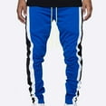 thumbnail image 3 of HOOMEUMY Men's Track Pants Striped Elastic Waist Trousers Straight Leg Comfy Sport Pants Loose Fit Leisure Jogging Bottoms Athletic Fitness Trackpants Blue M, 3 of 6