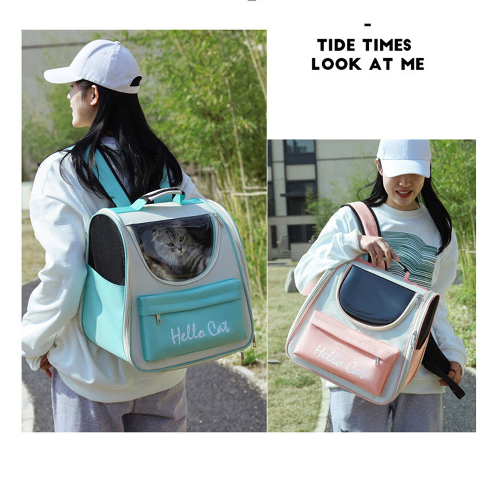 1 Pcs Pet Cat Carrier Bag Portable Breathable Large-capacity Backpack Outdoor Travel TransparentDouble Shoulder Bag Pet Supplies