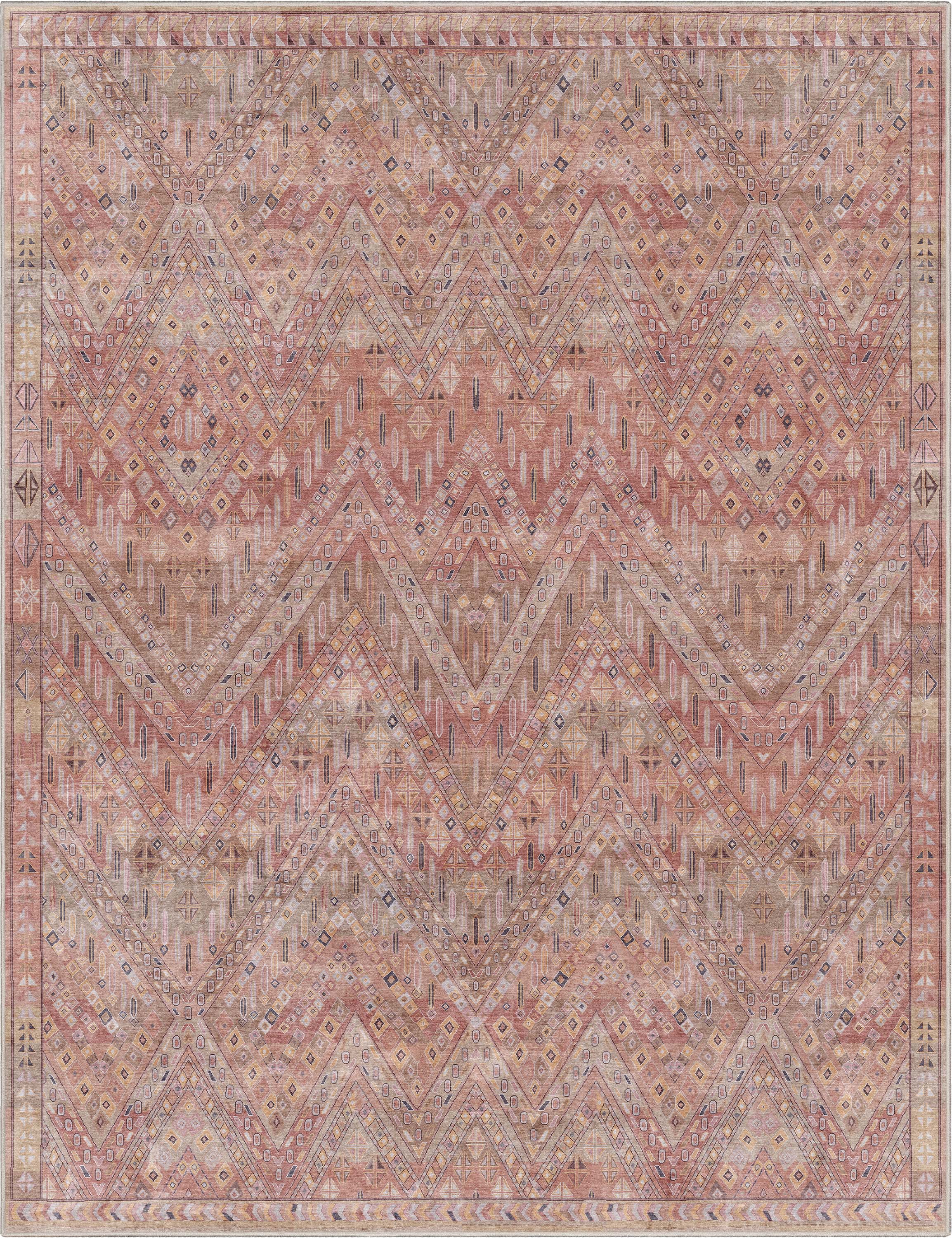 Well Woven Asha Anya Vintage Tribal Red 7'7" x 9'10" Machine Washable Area Rug
