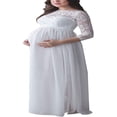 thumbnail image 1 of xiaxaixu Robe en Dentelle pour Femmes Enceintes, Robe Maxi de Maternité, Robe de Fête à Manches 3/4, 1 of 4