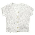 thumbnail image 5 of XIAOCHA Cardigans Sweaters For Women Summer Lightweight Lace Hollow Out Cardigans V Neck Short Sleeve Knit Solid Slim Fit Outwear Coat, 5 of 5