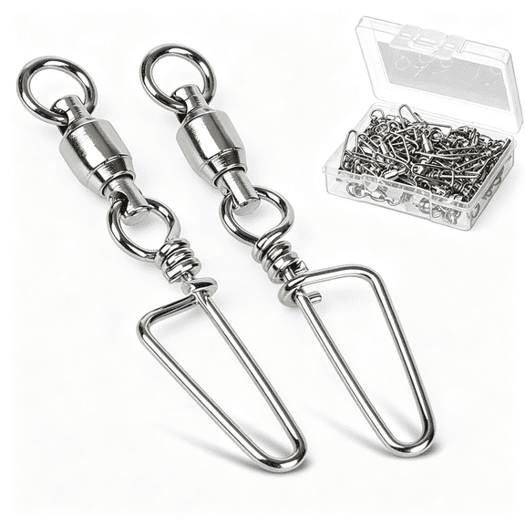 BESTSKY High Strength Fishing Snap Swivels-Stainless Steel Ball Bearing Swivels-Saltwater&Freshwater Fishing Durable Snap Swivels