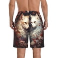 thumbnail image 3 of KLL Flower Cat Couple Men's Casual Summer Beach Shorts Hawaiian Shorts with Pockets-XX-Large, 3 of 5