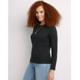 thumbnail image 3 of Hanes Women's Long Sleeve Cotton T-Shirt Ebony 2XL, 3 of 7
