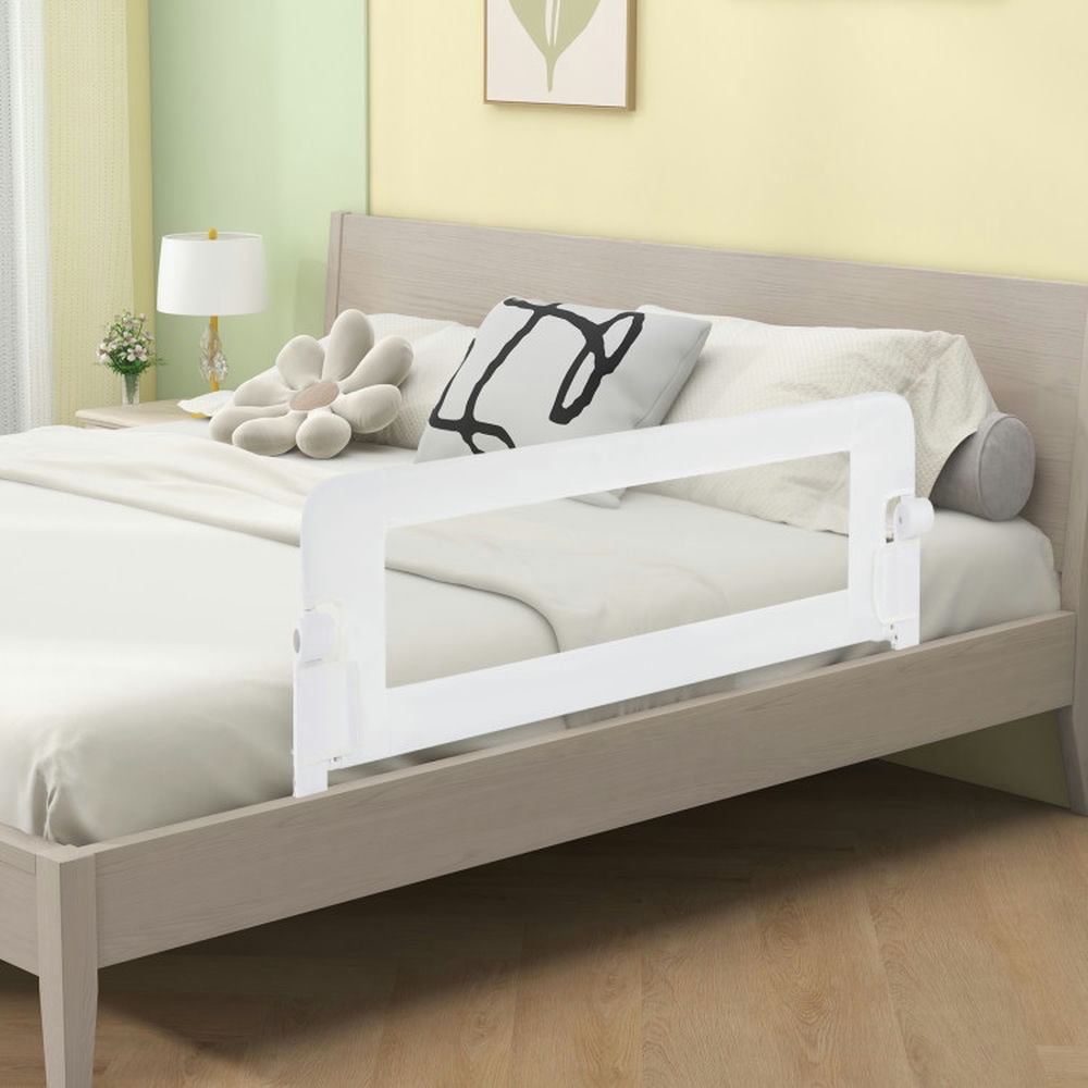 Spaco Foldable Bed Rail Swing Down Baby Bed Guard Rail-White, Baby Bassinet, Easy to Fold and Carry Travel Bassinet