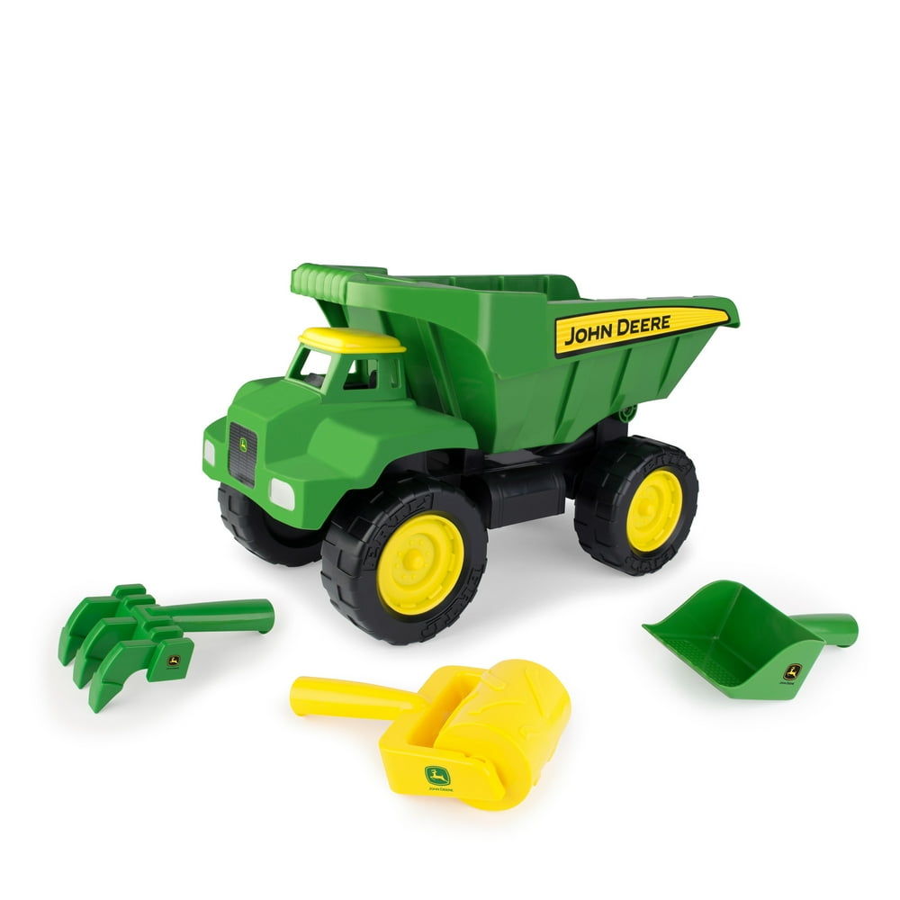 John Deere Big Scoop Dump Truck Sandbox Toy With Sifter, Tiller, and